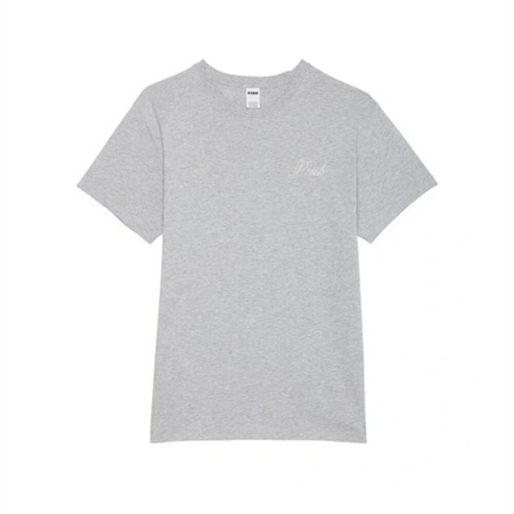 Victoria's Secret PINK Campus Short Sleeve Tee (Heather Grey Bling) - Picture 2 of 6